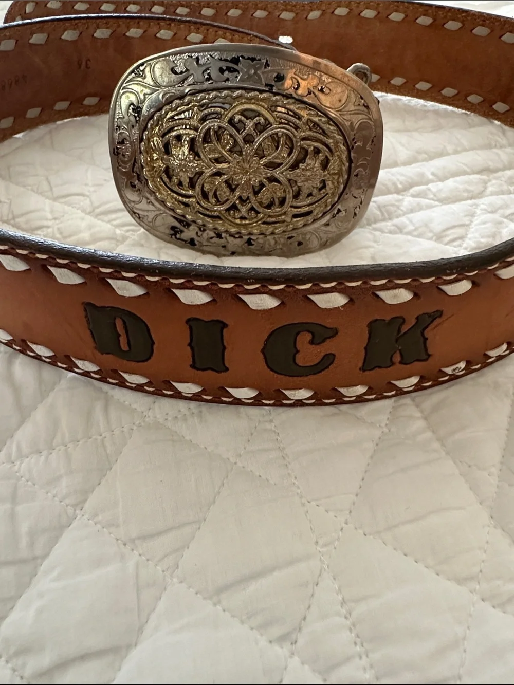 Tony Lama Vintage Western Leather Name Belt 